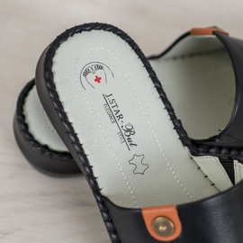 J. Star Pantoufles décontractées en cuir écologique le noir 1 J. Star Pantoufles décontractées en cuir écologique le noir 1