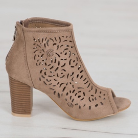 Boots ajourées à bout ouvert VINCEZA brun 2