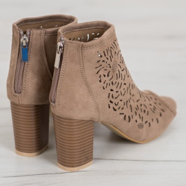 Boots ajourées à bout ouvert VINCEZA brun 3