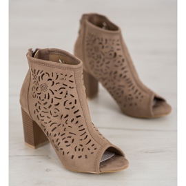 Boots ajourées à bout ouvert VINCEZA brun 4