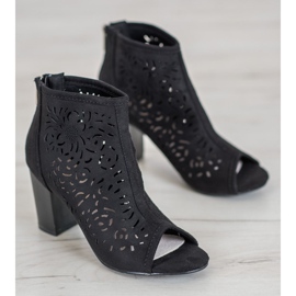 Boots ajourées à bout ouvert VINCEZA le noir 3