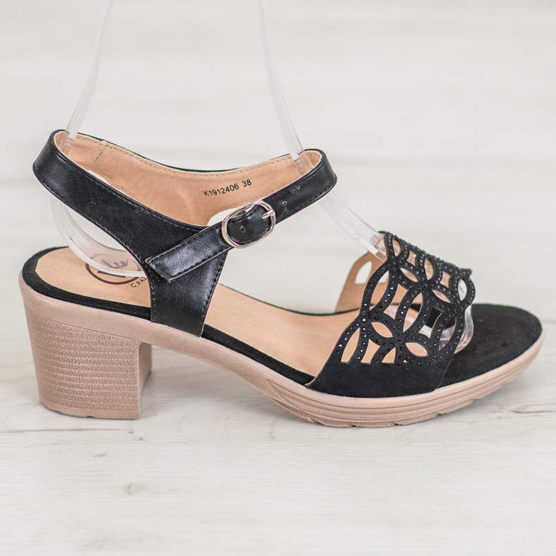 Kylie Sandales confortables sur un poteau épais le noir 2 Kylie Sandales confortables sur un poteau épais le noir 2