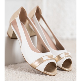 Escarpins à talons bas VINCEZA blanche jaune 3