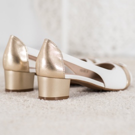 Escarpins à talons bas VINCEZA blanche jaune 4