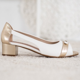Escarpins à talons bas VINCEZA blanche jaune 5