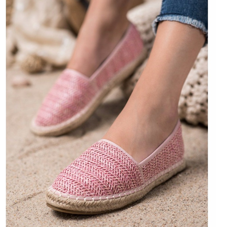 SHELOVET Espadrilles Roses Tressées 2