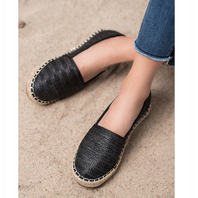 SHELOVET Espadrilles Noires Tressées le noir 2 SHELOVET Espadrilles Noires Tressées le noir 2
