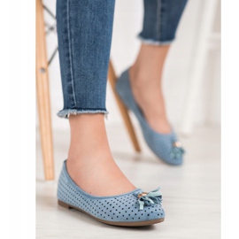 Ballerines Daim Ajourées VINCEZA bleu 1