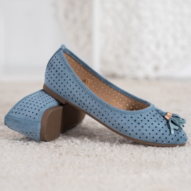 Ballerines Daim Ajourées VINCEZA bleu 4