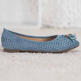 Ballerines Daim Ajourées VINCEZA bleu 5
