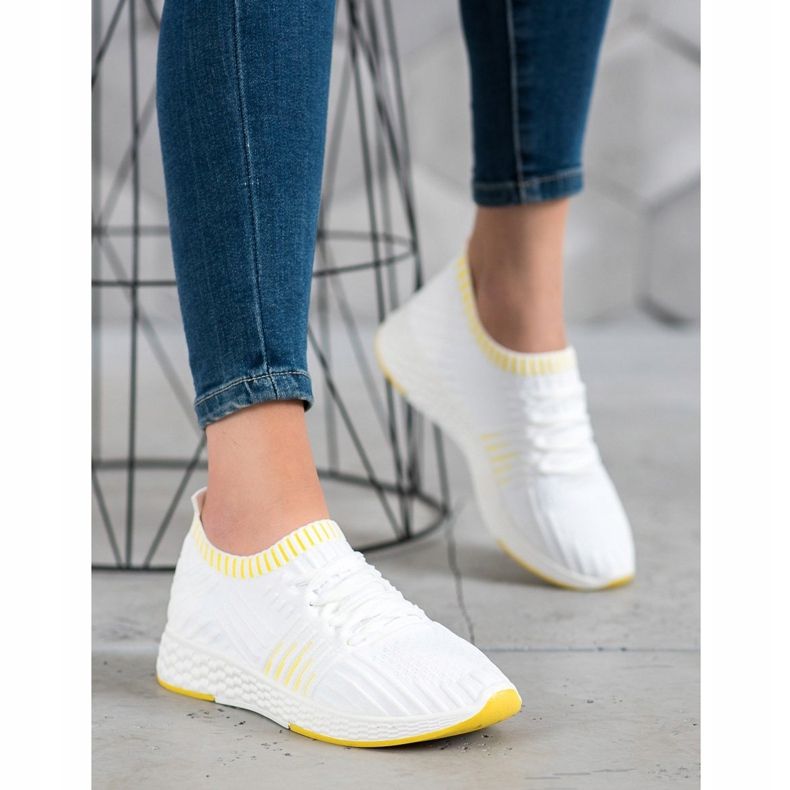 SHELOVET Chaussures à enfiler en textile blanc 1