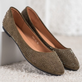 Diamantique Ballerines en daim avec cristaux vert 4