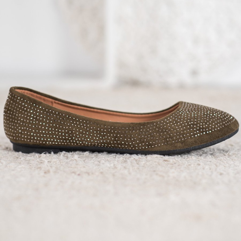 Diamantique Ballerines en daim avec cristaux vert 2