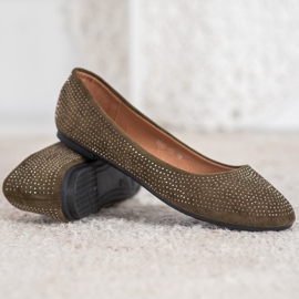 Diamantique Ballerines en daim avec cristaux vert 3