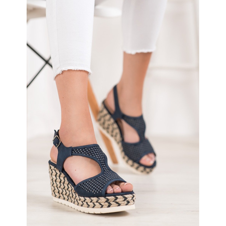 Aclys Espadrilles En Daim Sur Le Compensé bleu 1