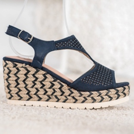 Aclys Espadrilles En Daim Sur Le Compensé bleu 2