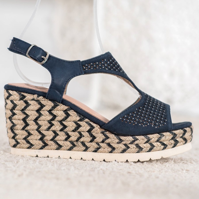 Aclys Espadrilles En Daim Sur Le Compensé bleu 2