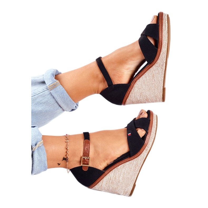 SEA Sandales Sur Compensées Pour Femmes Noir LaMane brun 2