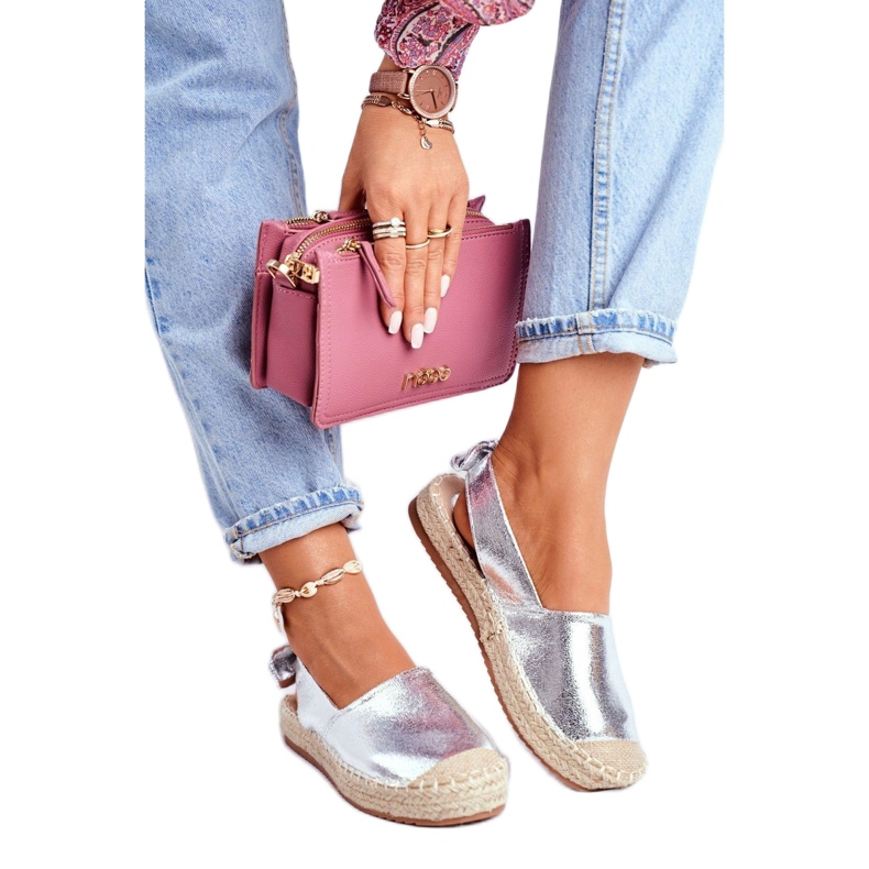 FRJ Espadrilles Contour Argentées Pour Femmes gris 2