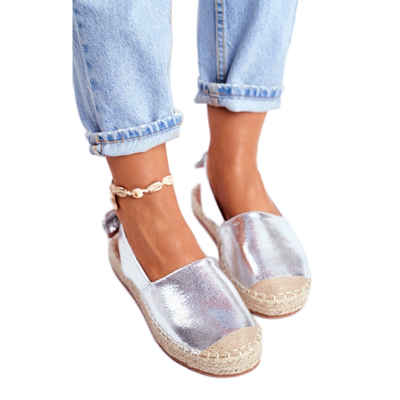 FRJ Espadrilles Contour Argentées Pour Femmes gris 3