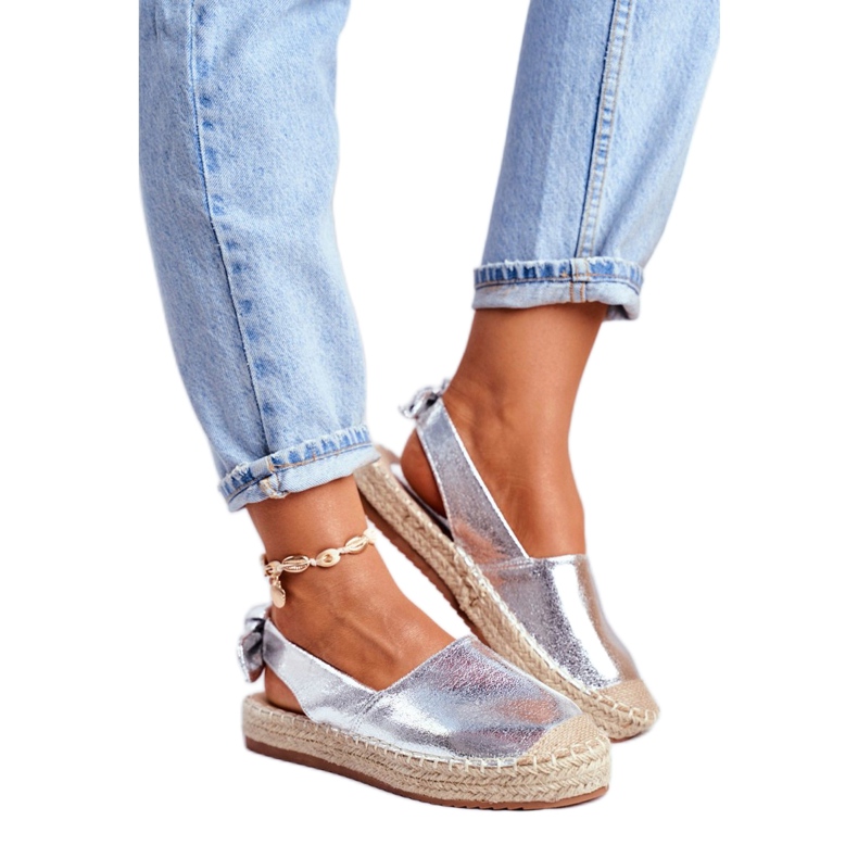 FRJ Espadrilles Contour Argentées Pour Femmes gris 1