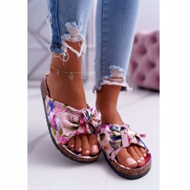 PS1 Pantoufles roses pour femmes sur les fleurs de liège Wendy's Bow multicolore 2 PS1 Pantoufles roses pour femmes sur les fleurs de liège Wendy's Bow multicolore 2