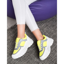 SHELOVET Baskets lacées à la mode blanche jaune 5