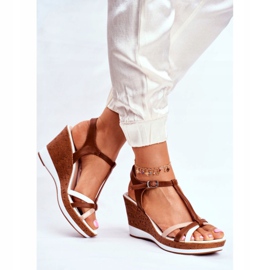 Sandales Sur Compensées Pour Femmes Sergio Leone Marron SK308 blanc brun 2