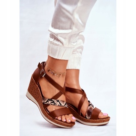 Sandales Pour Femmes Sur Compensée Sergio Leone Marron SK309 brun 1