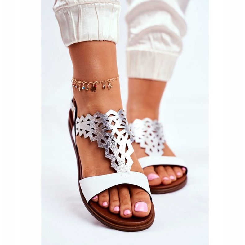 Sandales plates pour femmes Sergio Leone Blanc SK035 gris 2