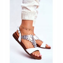 Sandales plates pour femmes Sergio Leone Blanc SK035 gris 1