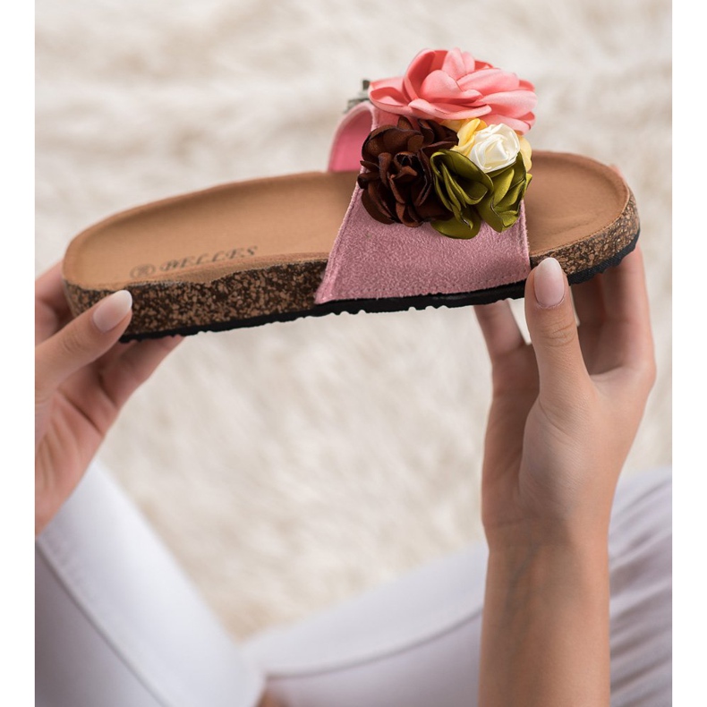 SHELOVET Pantoufles Avec Des Fleurs rose 1