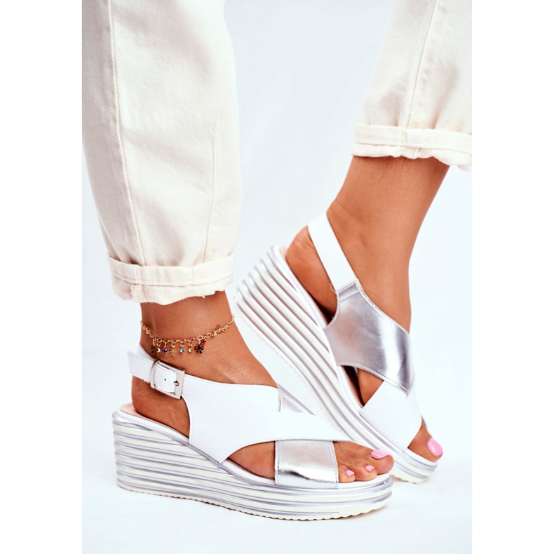 Sandales Pour Femmes Sur Compensée Sergio Leone Blanc SK328 blanche gris 2