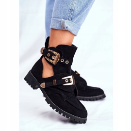 Lu Boo Chaussures Découpées En Daim Noir Rock Girl 1
