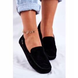 Vinceza Mocassins Femme Daim Cuir Noir Papito le noir 4