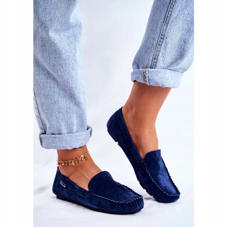Vinceza Mocassins Femme Cuir Daim Bleu Papito 1