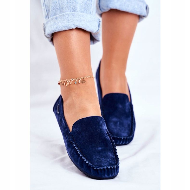 Vinceza Mocassins Femme Cuir Daim Bleu Papito 2