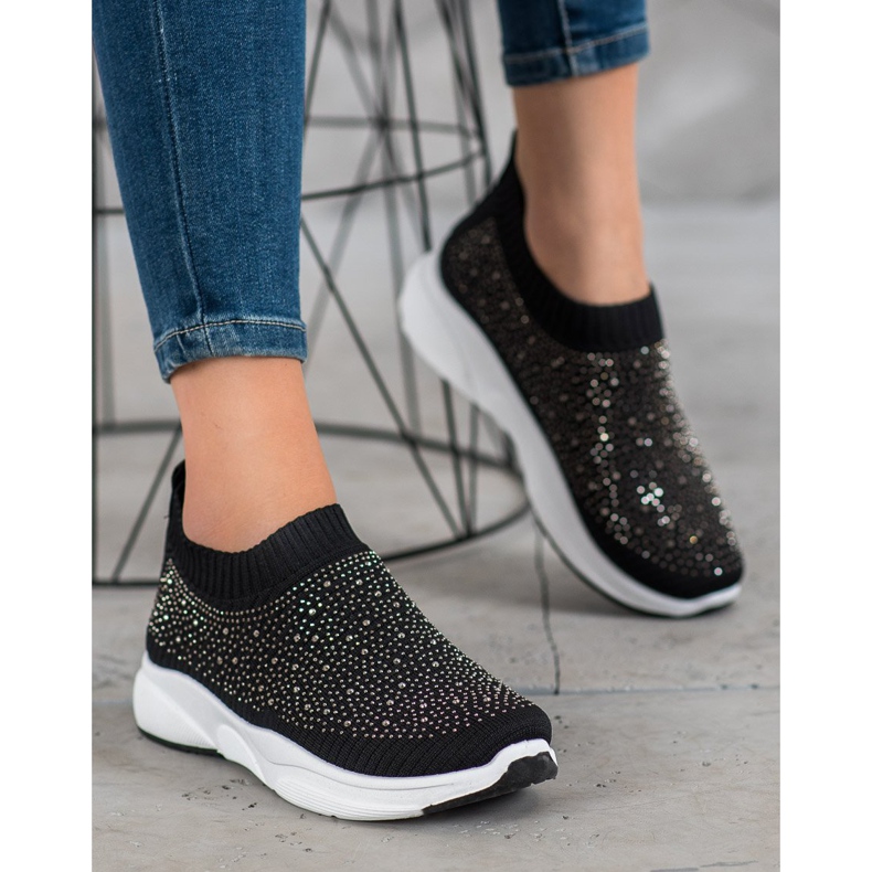 Kayla Chaussures de sport avec cristaux noir 1