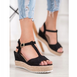 Small Swan Sandales Espadrilles ajourées le noir 3