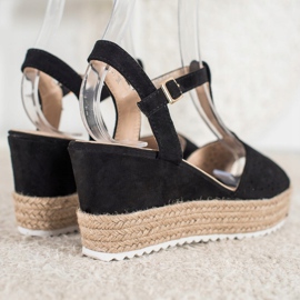 Small Swan Sandales Espadrilles ajourées le noir 1