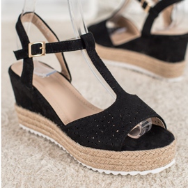 Small Swan Sandales Espadrilles ajourées le noir 2