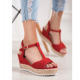Small Swan Sandales Espadrilles ajourées rouge 4
