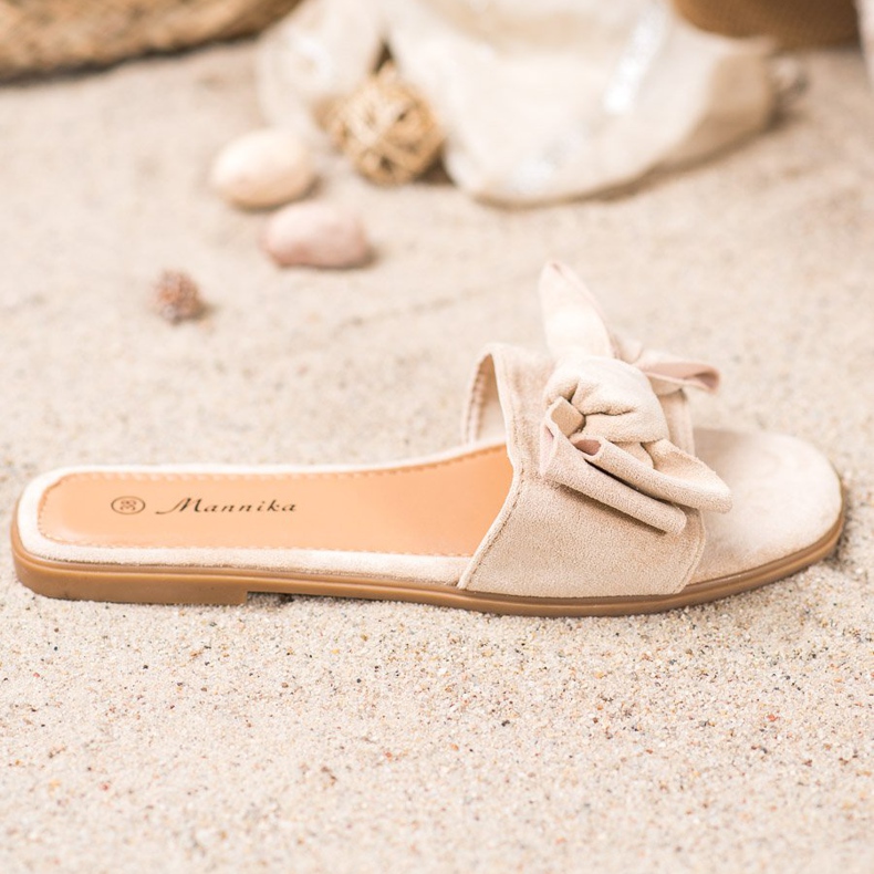 Mannika Pantoufles Avec Un Noeud brun 1