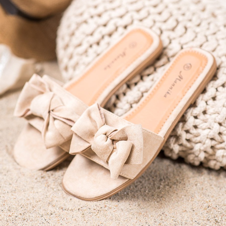 Mannika Pantoufles Avec Un Noeud brun 2