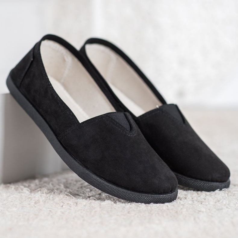 SHELOVET Slipons en daim le noir 1
