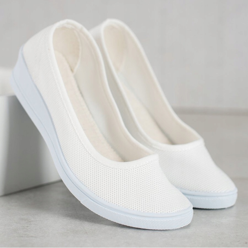 SHELOVET Ballerines Décontractées Blanches 2