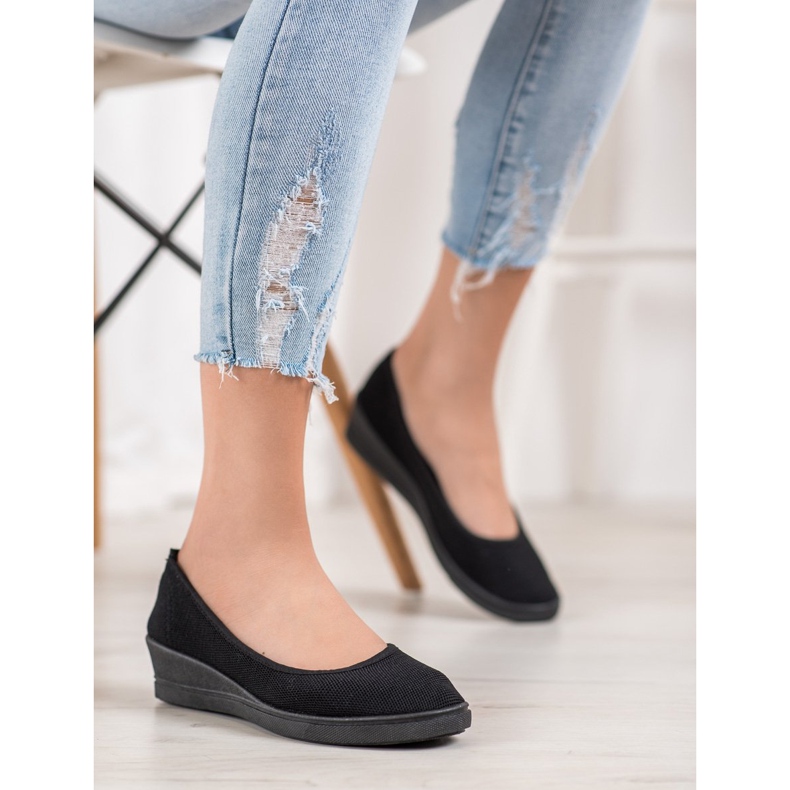 SHELOVET Ballerines Décontractées Noires 2