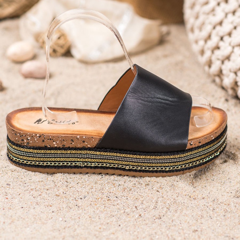SHELOVET Pantoufles noires sur la plate-forme 2