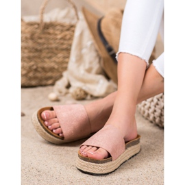 SHELOVET Espadrilles Chaussons À Paillettes rose 2