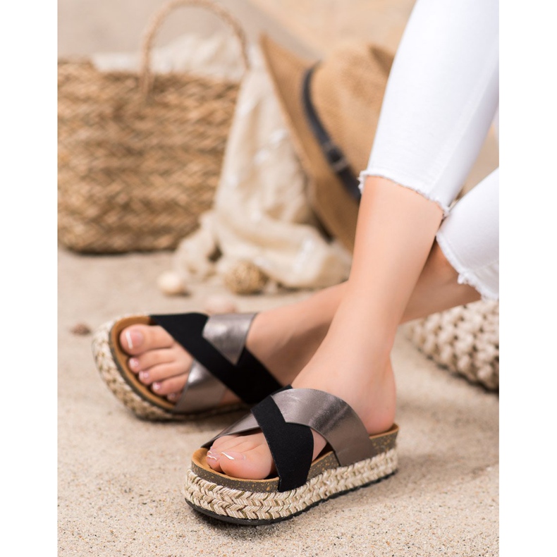 SHELOVET Pantoufles Sur La Plateforme noir gris 2